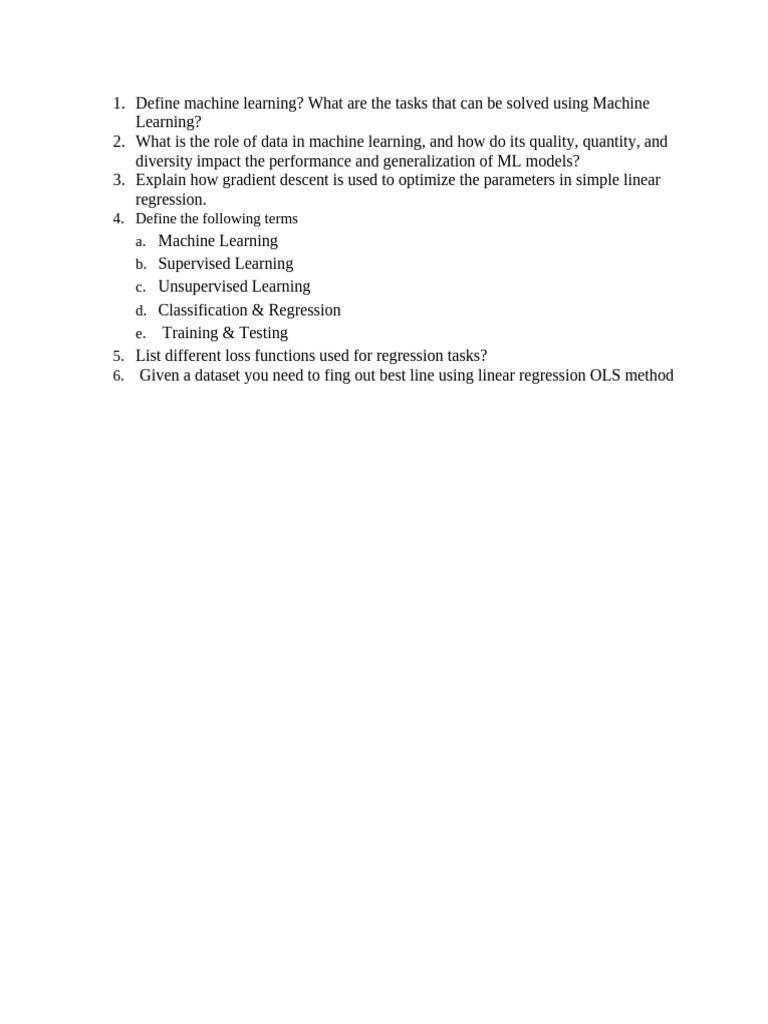 ML Unit 1 Imp Questions | PDF