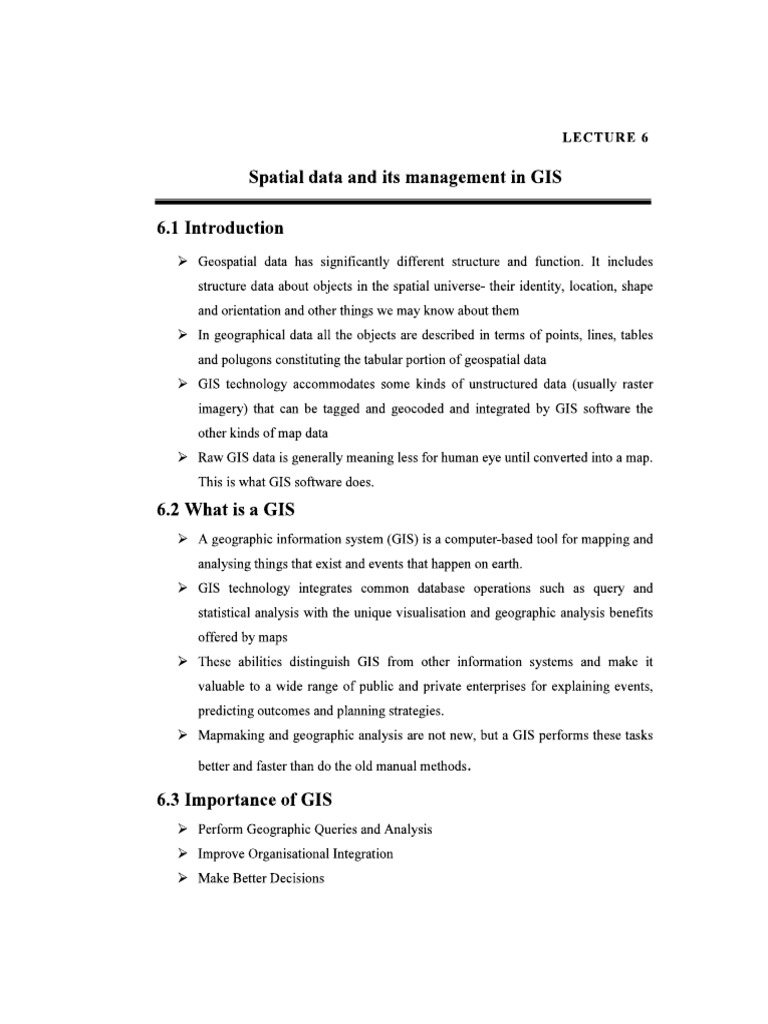 6 Spatial Data and Its Management in GIS | PDF