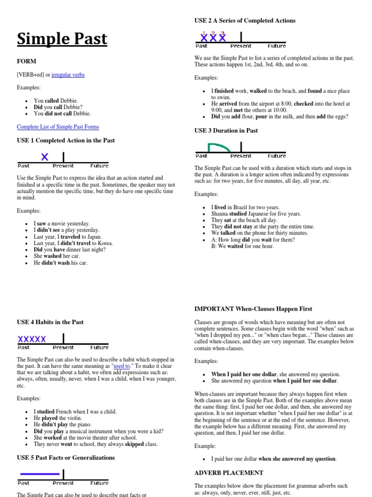 Simple Past: USE 2 A Series of Completed Actions | PDF | Perfect ...