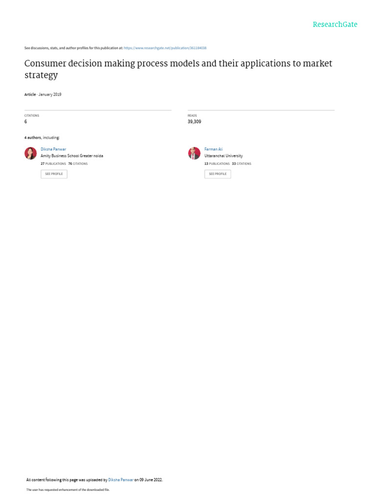 Consumer Decision Making Process Modelsandtheir Applications | PDF ...