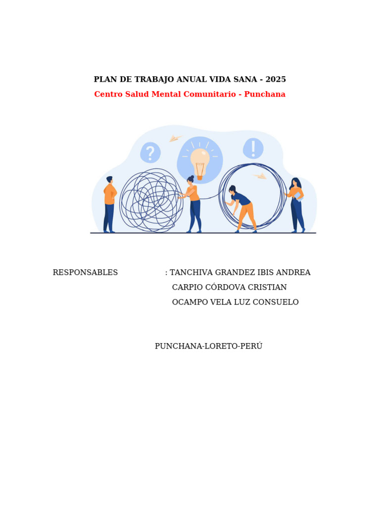 Plan Anual Vida Sana CSMC Punchana 2025 | PDF | Salud mental | Sicología