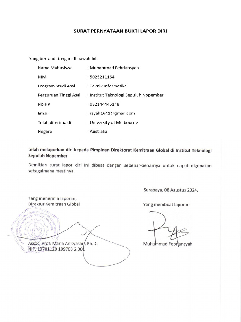 Proof of Self-Report To Home University | PDF