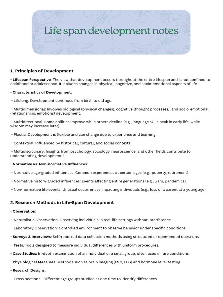 Lifespan Development Overview and Research | PDF | Language Development ...