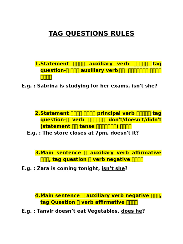 Tag Questions | PDF