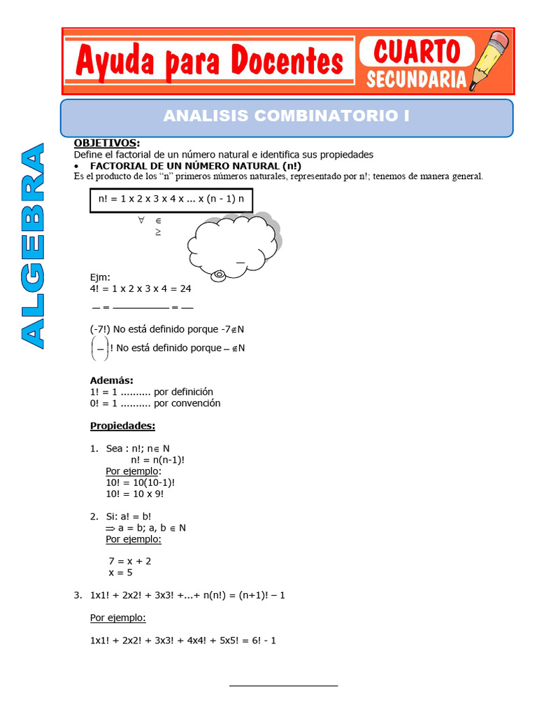 Analisis Combinatorio I para Cuarto de Secundaria | PDF