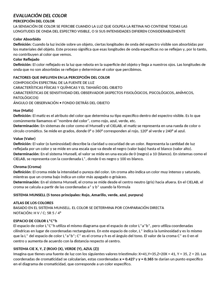 Evaluación y Percepción del Color | PDF | Color | Matiz