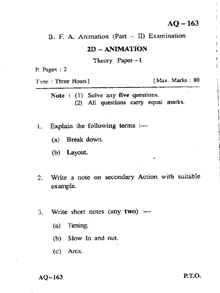 Bfa 2d Animation Summer 2016 | PDF