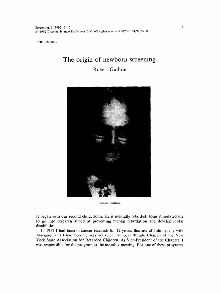 History of Newborn Screening for PKU | PDF