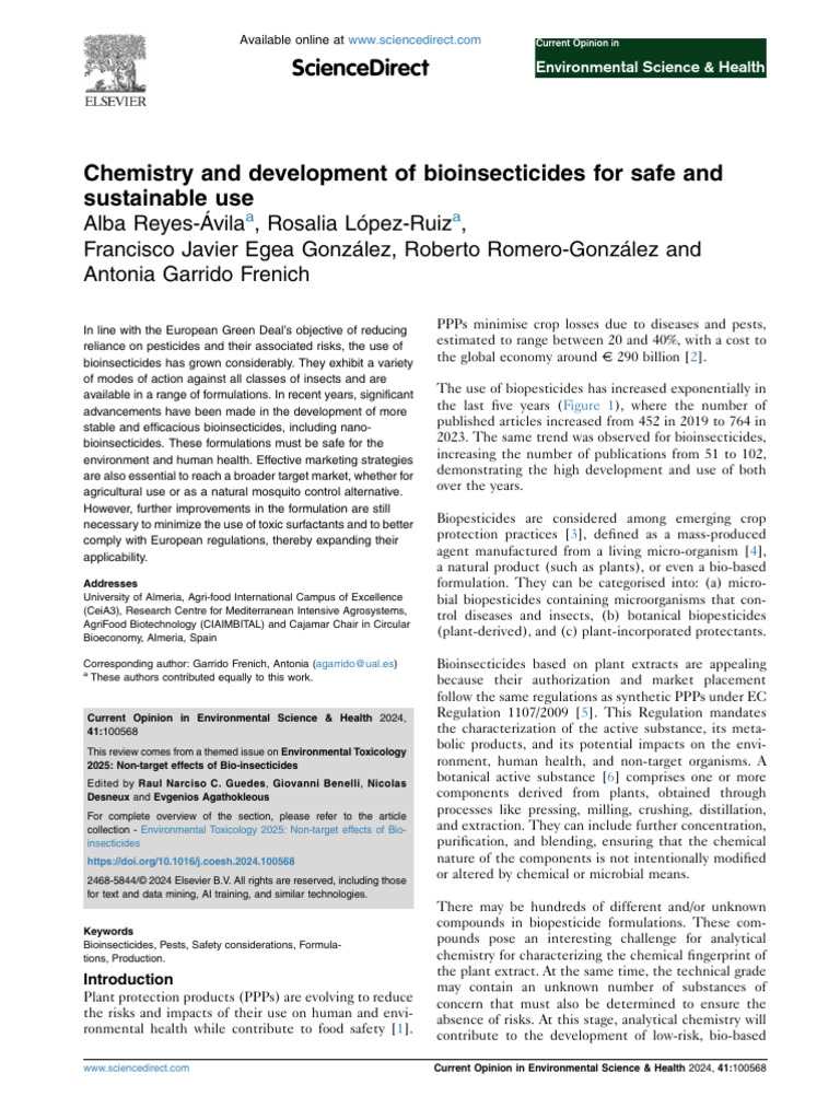 Bioinsecticides: Chemistry & Development Insights | PDF | Emulsion ...