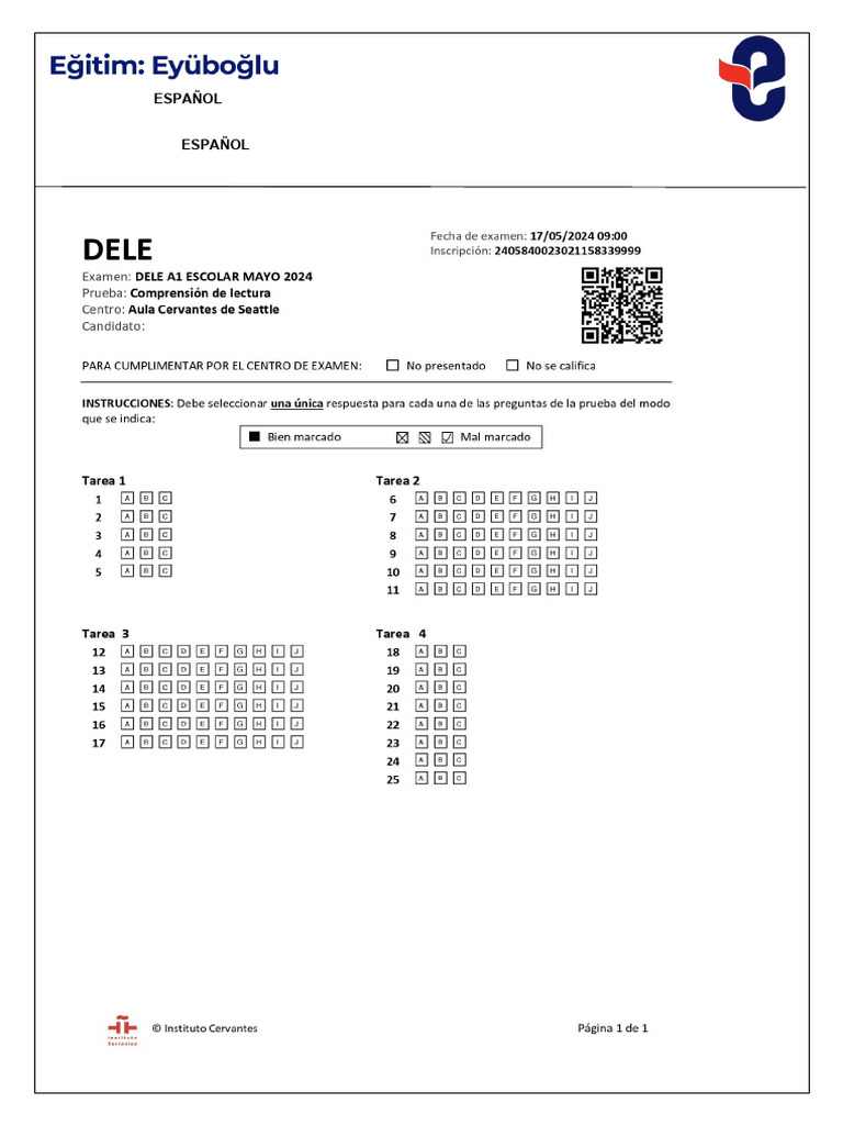 1.1 Modelo Adaptado - Dele A1 Escolares | PDF