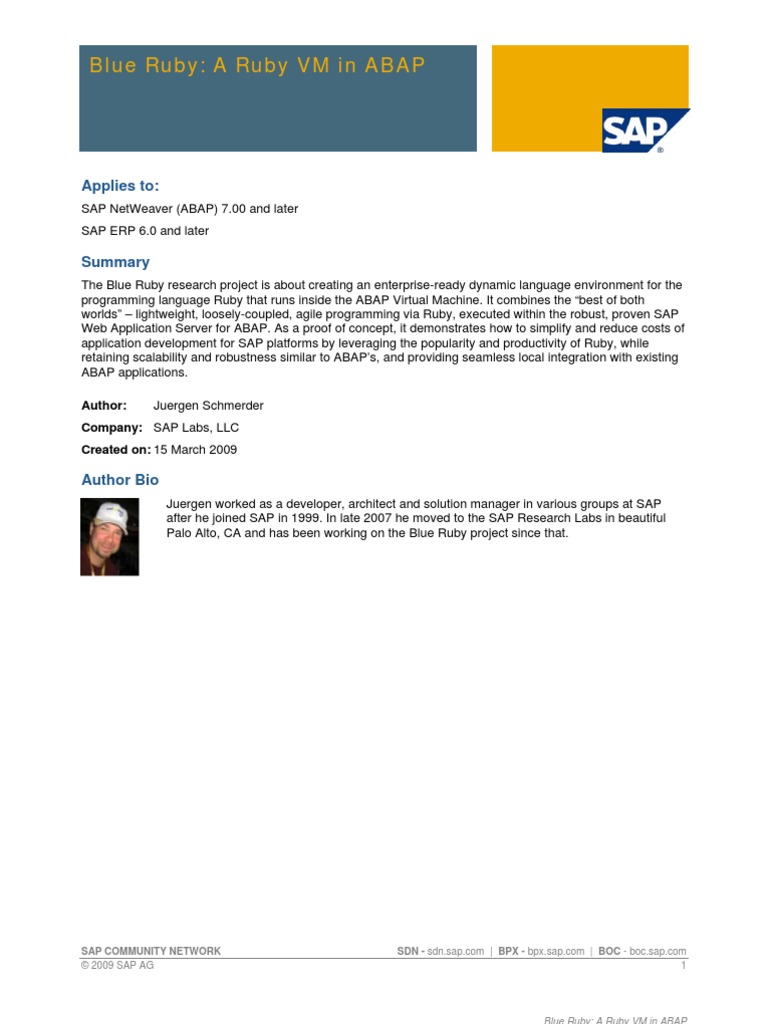 Blue Ruby: A Ruby VM in ABAP: Applies To | PDF | Ruby (Programming ...