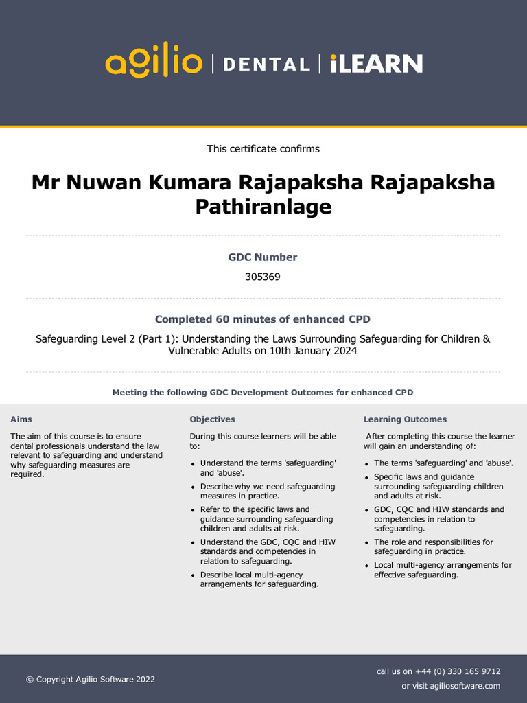 Safeguarding Level 2 Training Certificate | PDF | Learning ...