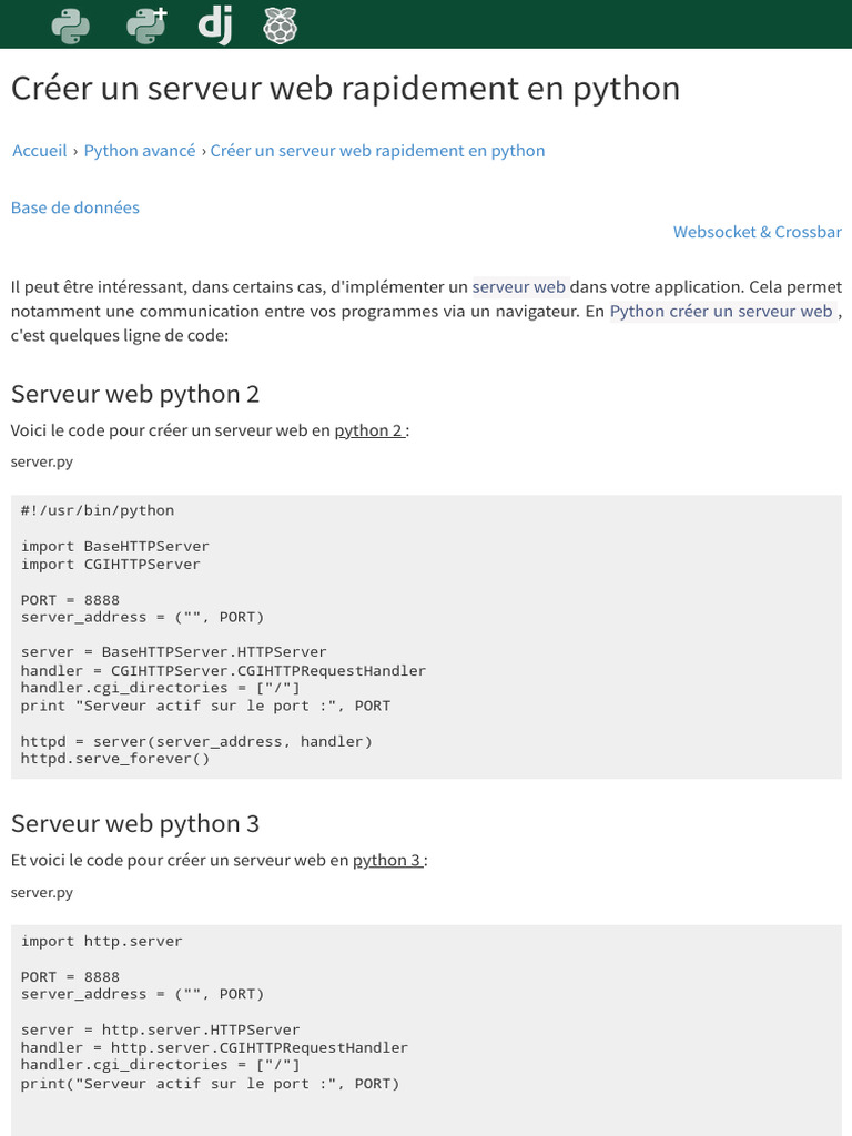Créer un serveur web en Python facilement | PDF | Internet | Internet ...