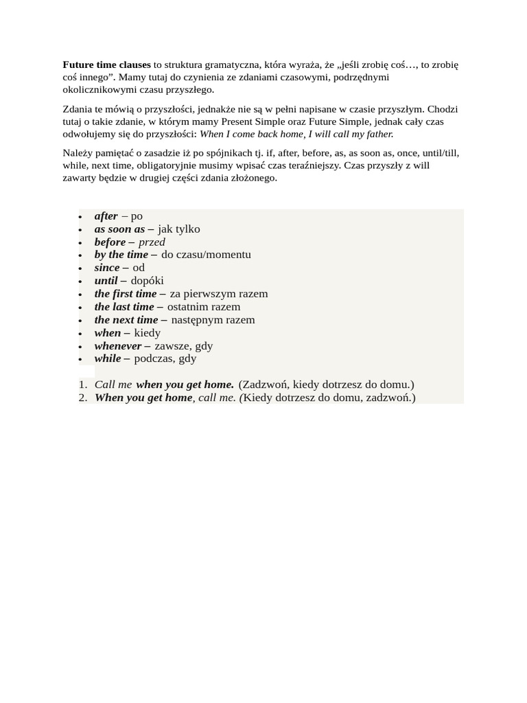 Uture Time Clauses | PDF