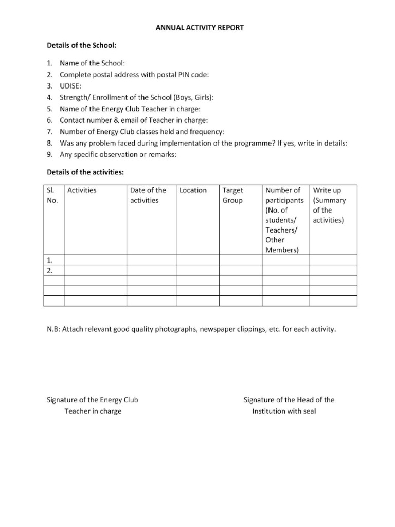 Energyclub-Annual Activity Format | PDF