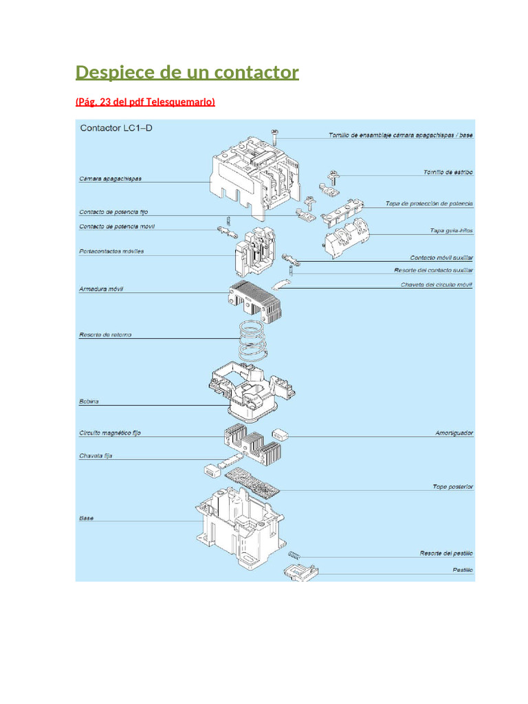 Despiece de Un Contactor | PDF