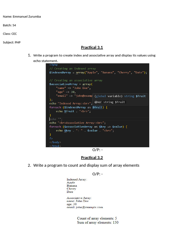 Practical 3 (PHP) Manue | PDF