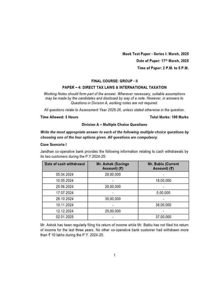 CA Final May 2025 Direct Tax MTP I | PDF | Income Tax | Taxes