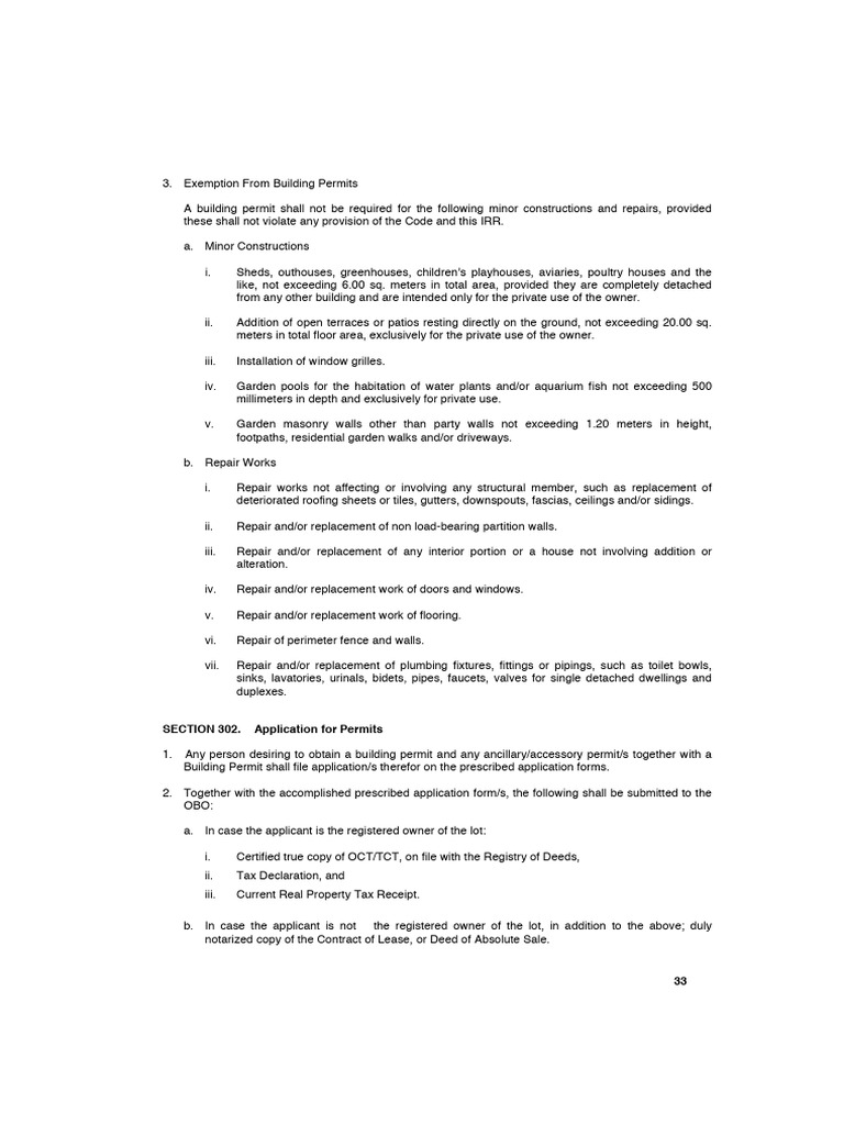 Building Permit Exemptions and Applications | PDF | Wall | Elevator