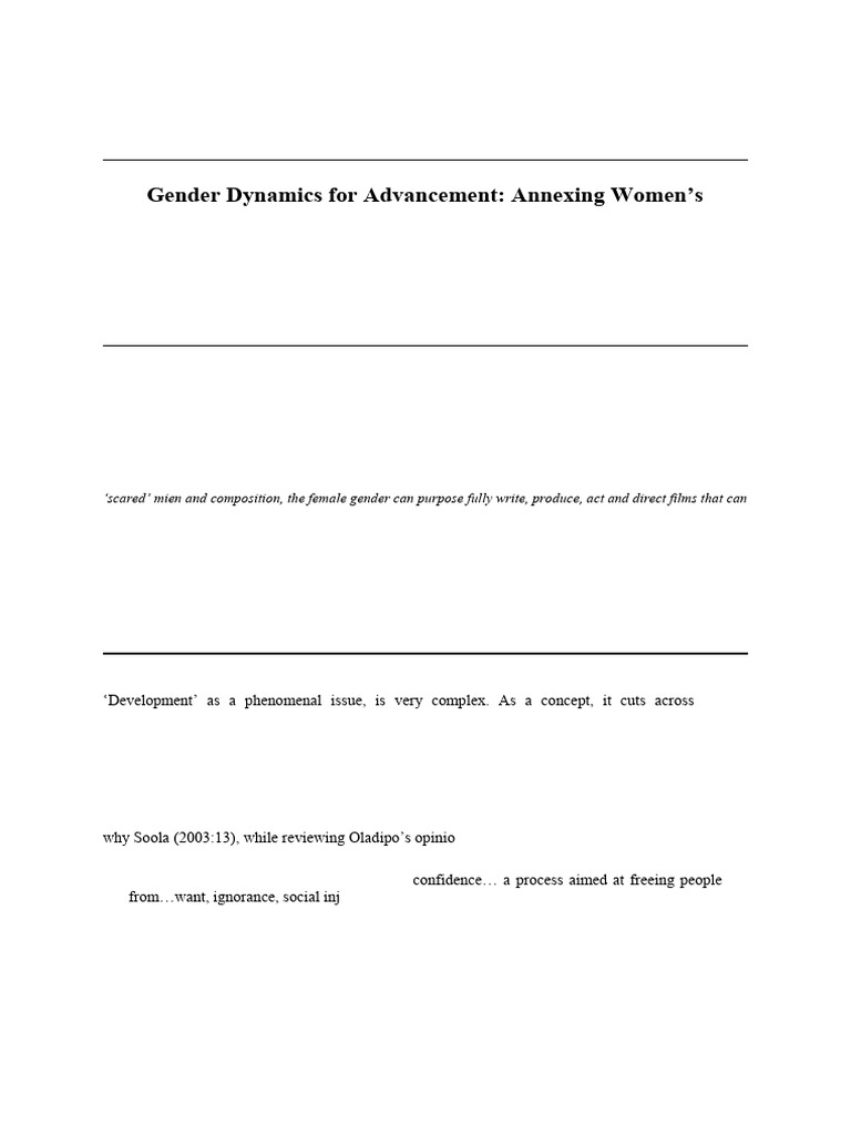 Gender Dynamics For Advancement | PDF | Gender | Gender Studies
