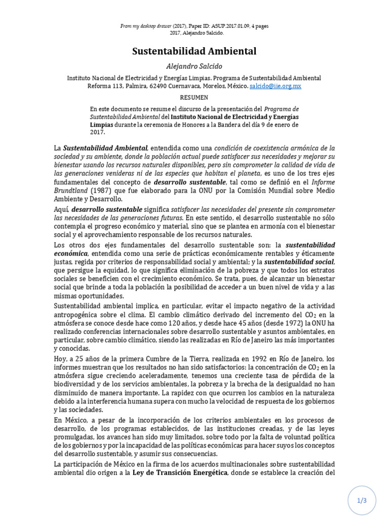 Programa de Sustentabilidad Ambiental INEEL | PDF | Desarrollo ...