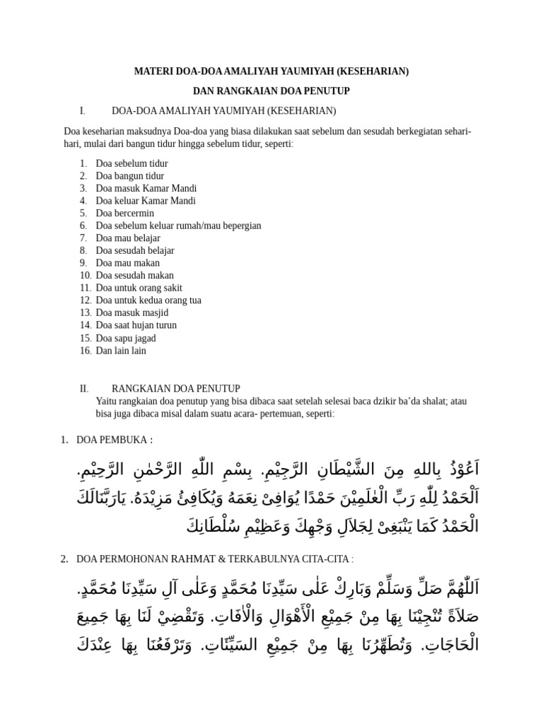 Rangkaian Doa Amaliyah Sehari-hari | PDF