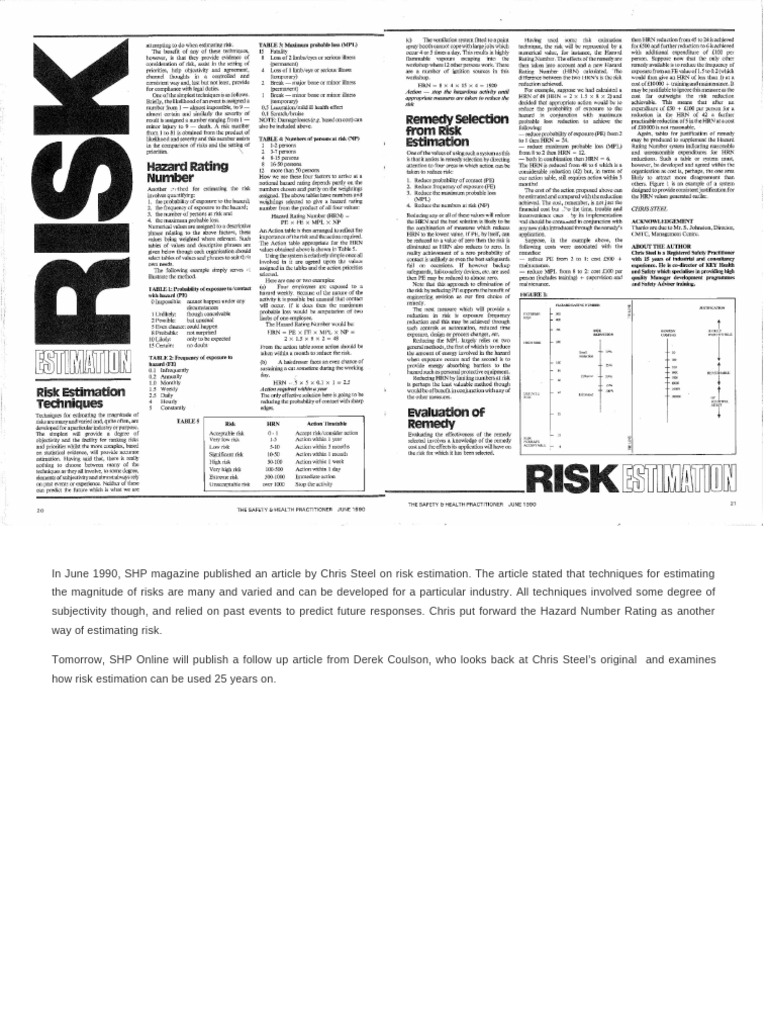 HRN Risk Assessment in 1990 | PDF