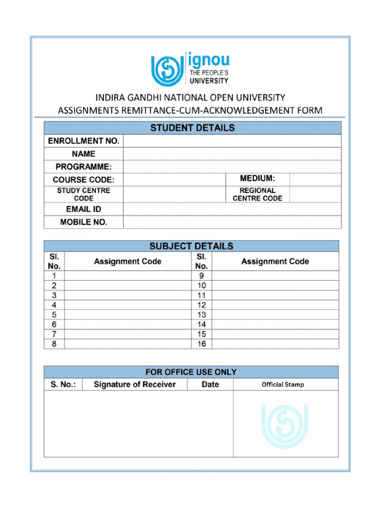 ignou-assignment-submission-slip | PDF