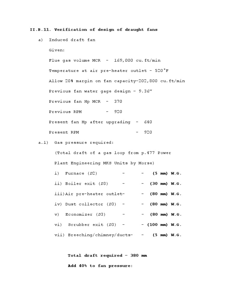 Fan Capacity Calculation PDF Chemical Engineering Gas Technologies