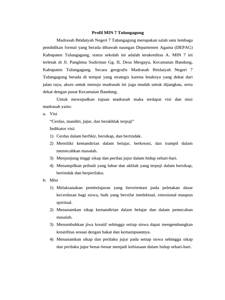 Profil MIN 7 Tulungagung | PDF