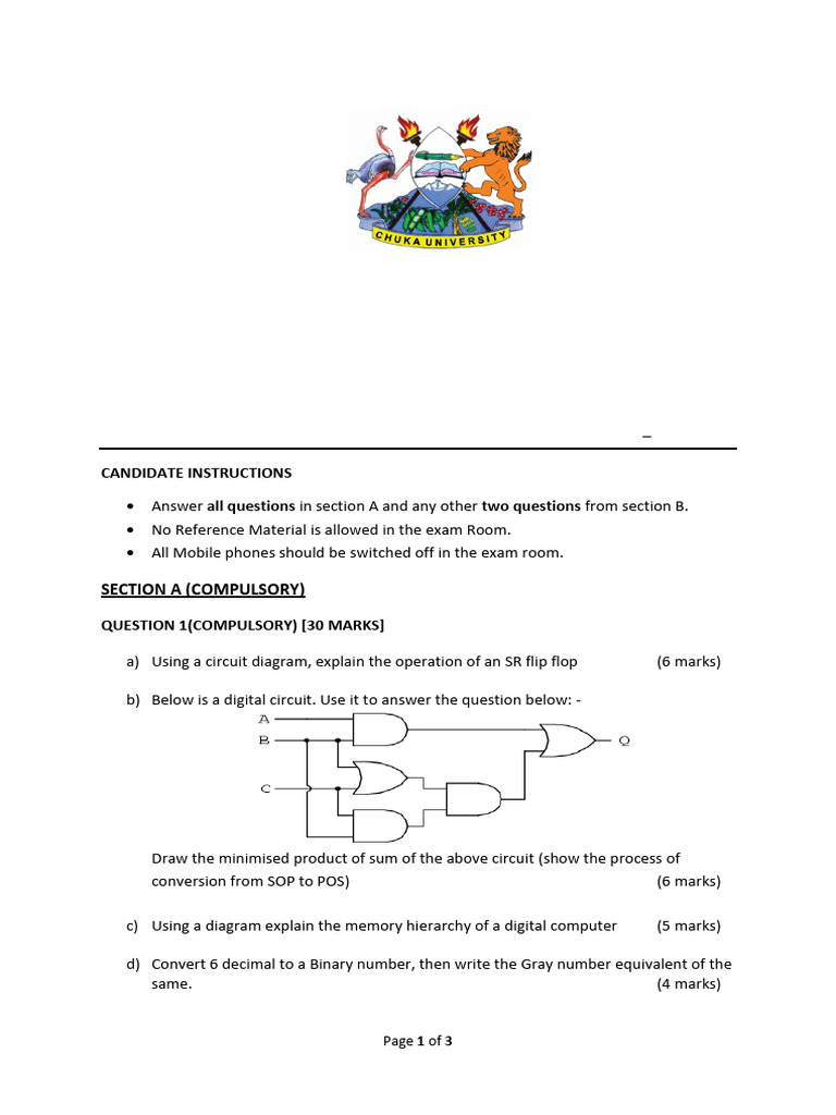 COSC 211 Digital Electronics Exam | PDF | Digital Electronics ...