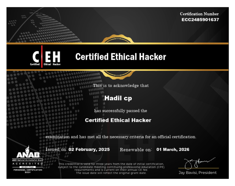 ECC CEH Certificate | PDF