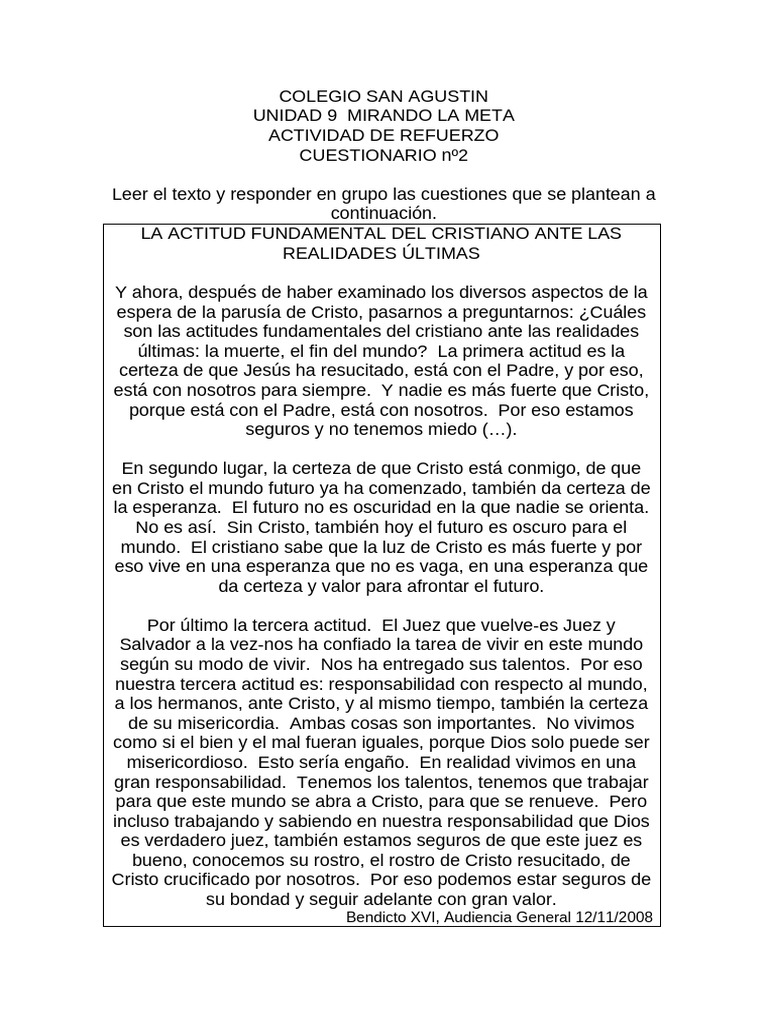Cuestionario 2 para 9nos | PDF | Cristo (título) | Jesús