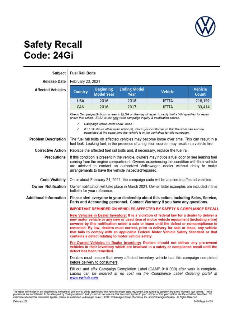Safety Recall Code: 24gi: Country Beginning Model Year Ending Model ...