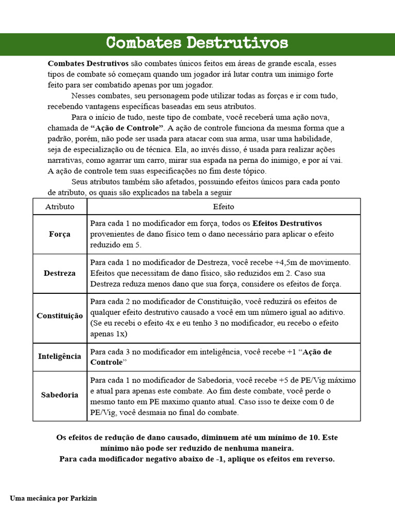 Combates Destrutivos V0.3 | PDF | Conhecimento | Física