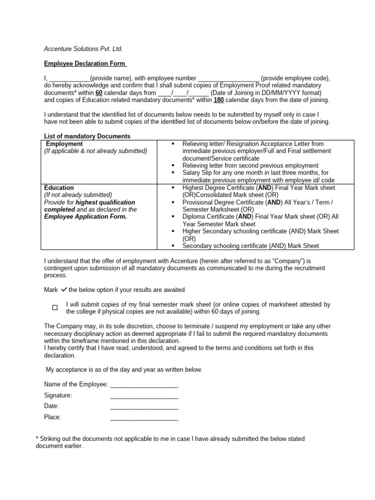 Employee Declaration Form - Campus (23.04.22) | PDF