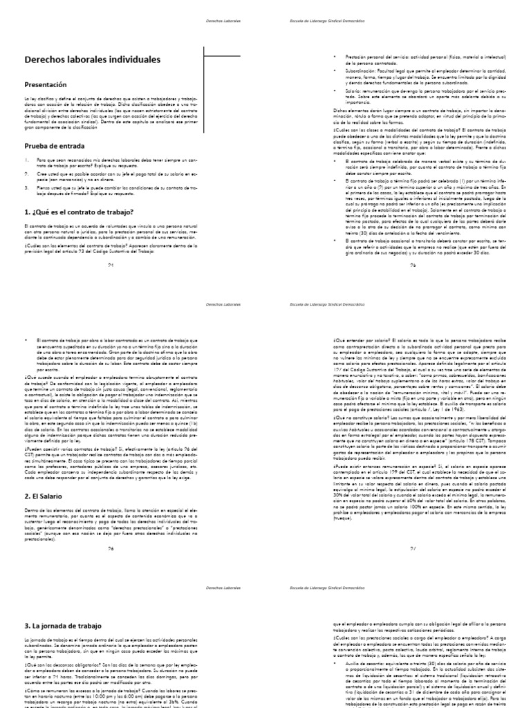 Derechos Laborales y Contratos de Trabajo | PDF | Salario | Derecho laboral