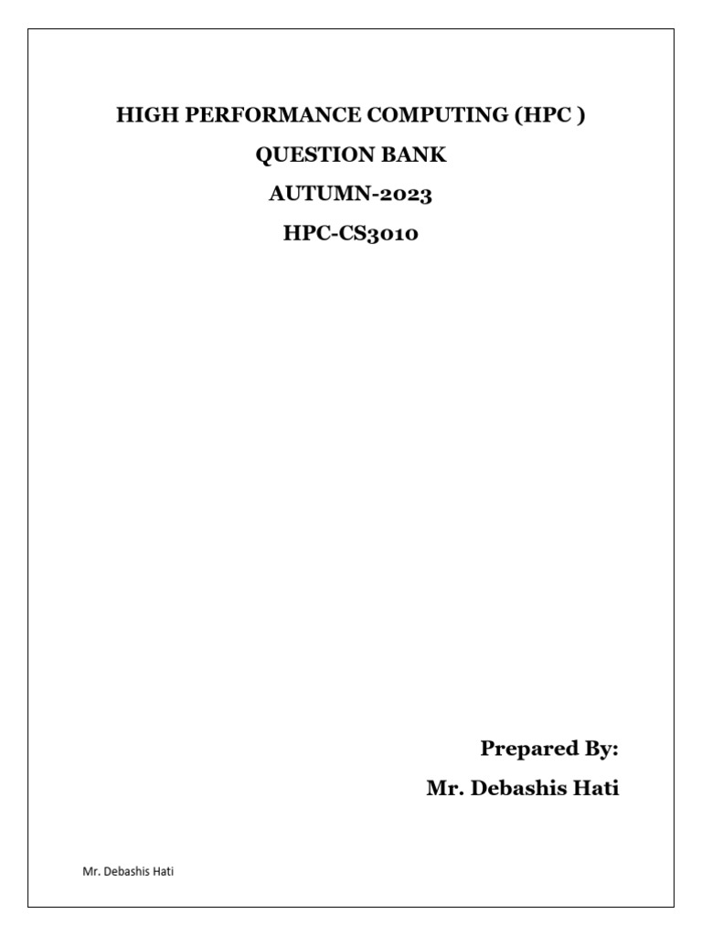 HPC Question Bank Autumn 2023 | PDF | Central Processing Unit ...