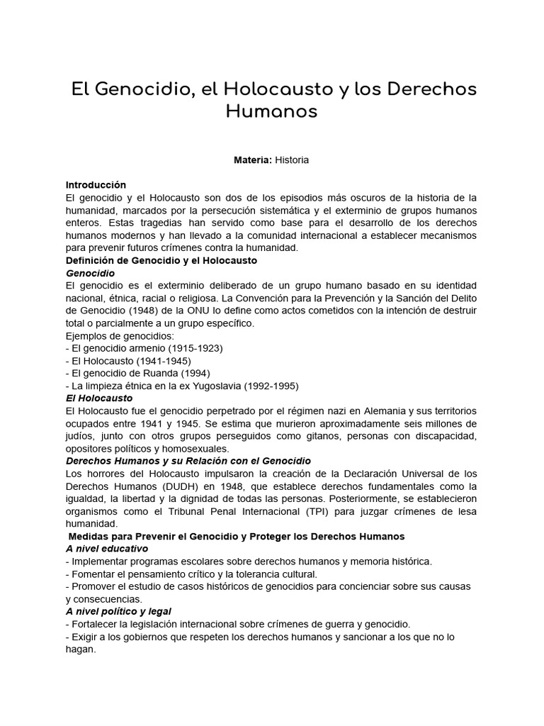 Genocidio, Holocausto y Derechos Humanos | PDF | Genocidios | El Holocausto