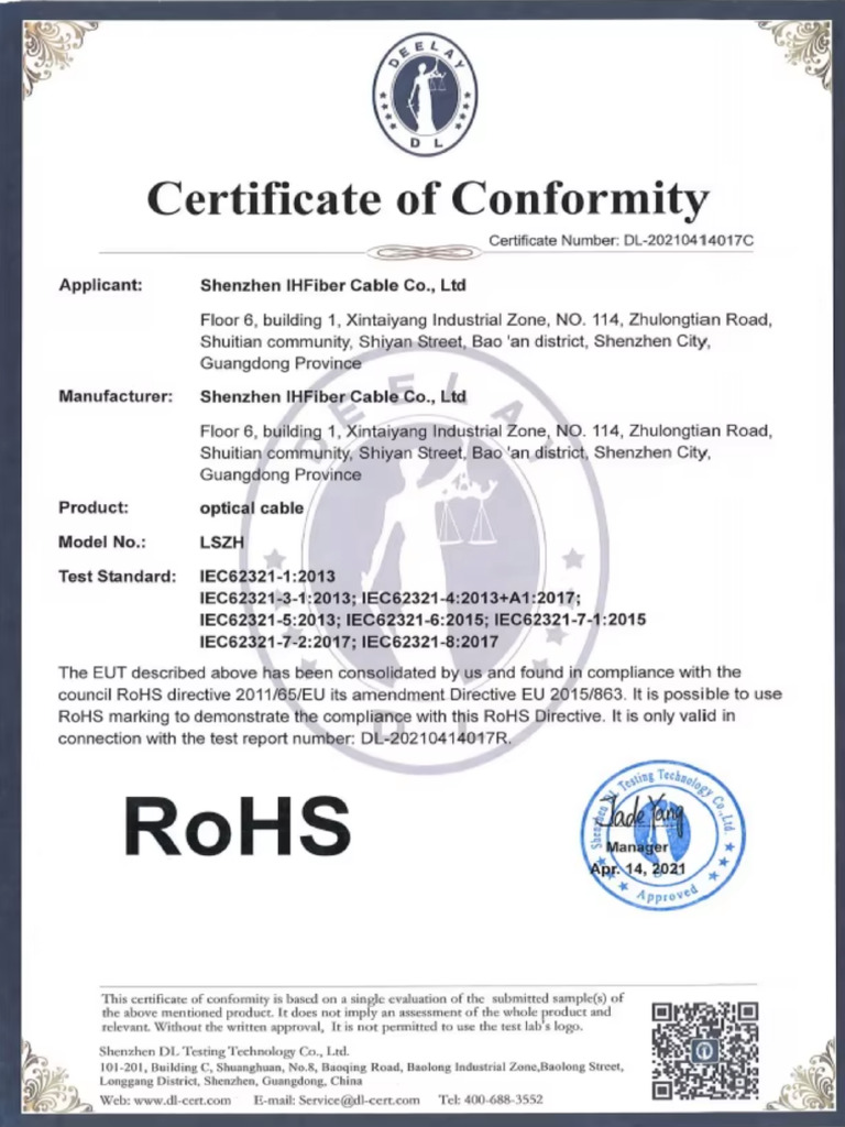 Sertificate of Conformity RoHS | PDF