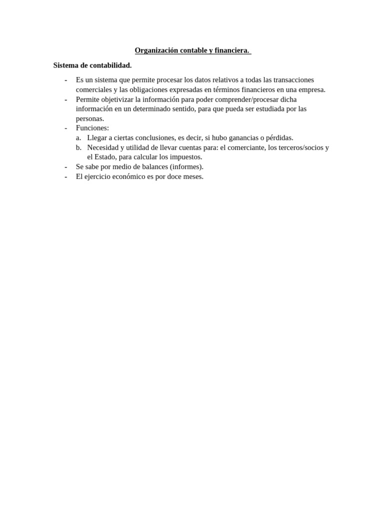 Organización Contable y Financiera | PDF