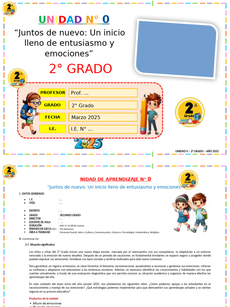 Inicio Emocional 2° Grado 2025 | PDF | Datos | Dios