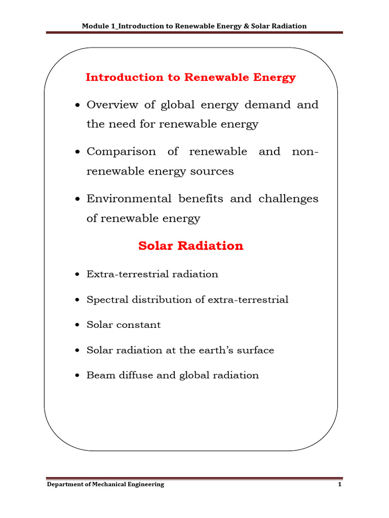 REPP - Module 1 Notes - Introduction To Renewable Energy & Solar ...