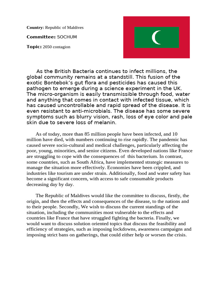 Maldives SOCHUM: 2050 Contagion Crisis | PDF