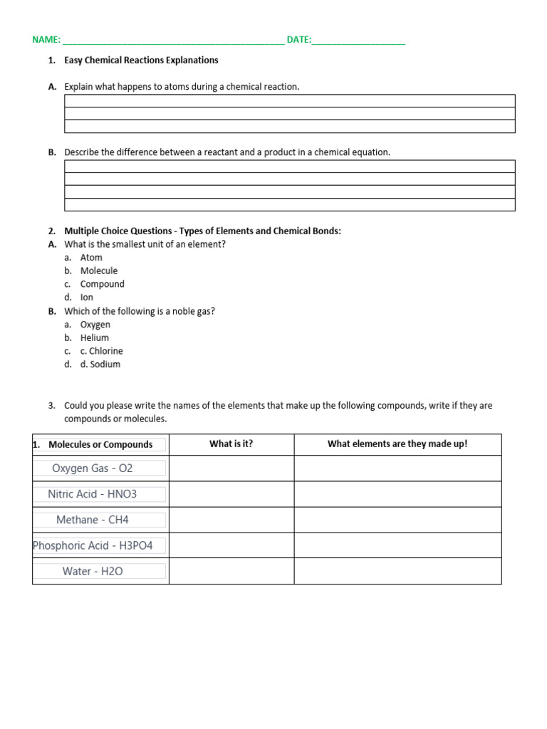 Multiple Chemistry Exam | PDF | Chemical Compounds | Chemical Reactions