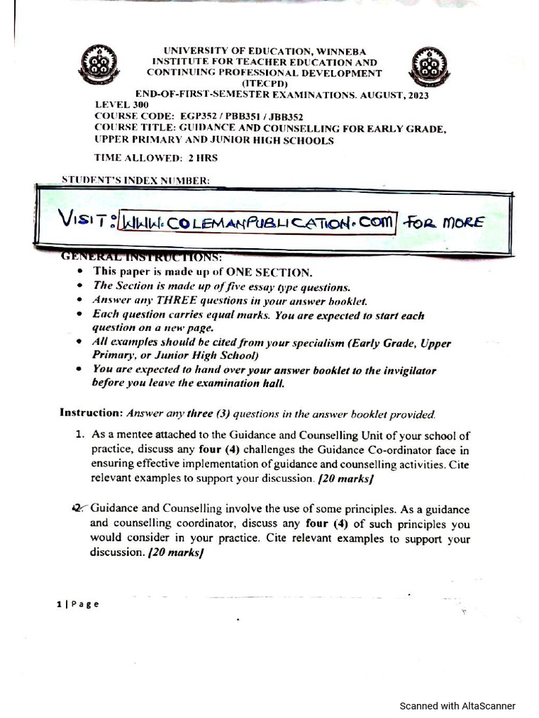 Guidance and Counseling For Early Grade Upper Primary and JHS | PDF