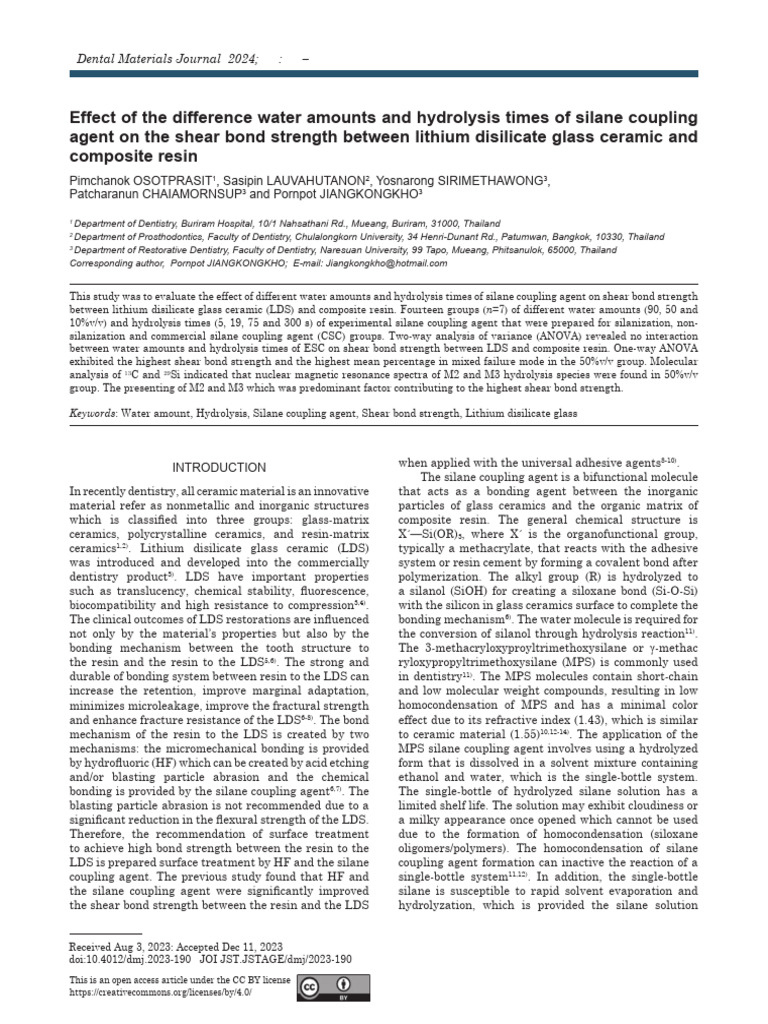 Effect of The Difference Water Amounts and Hydrolysis Times of Silane ...