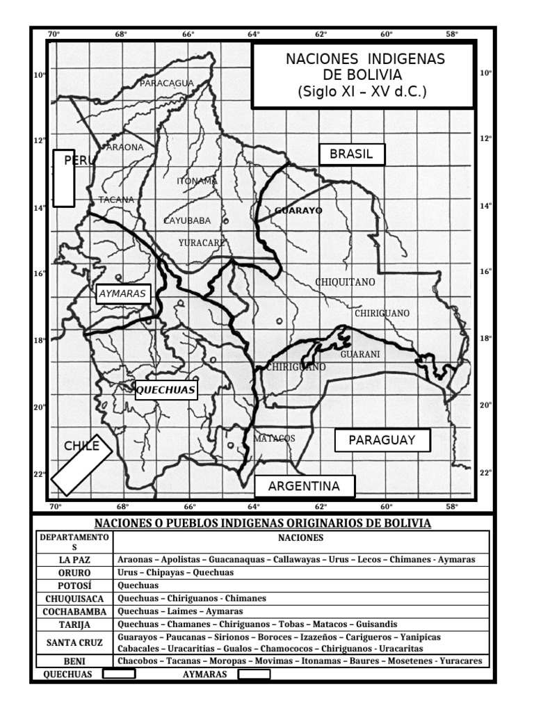 Mapa de Pueblos Indígenas de Bolivia | PDF | Bolivia | Pueblos ...