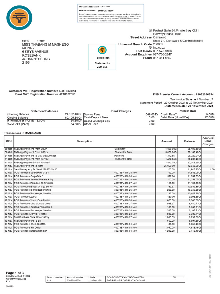 FNB Premier Current Account Summary | PDF | Credit Card | Banks
