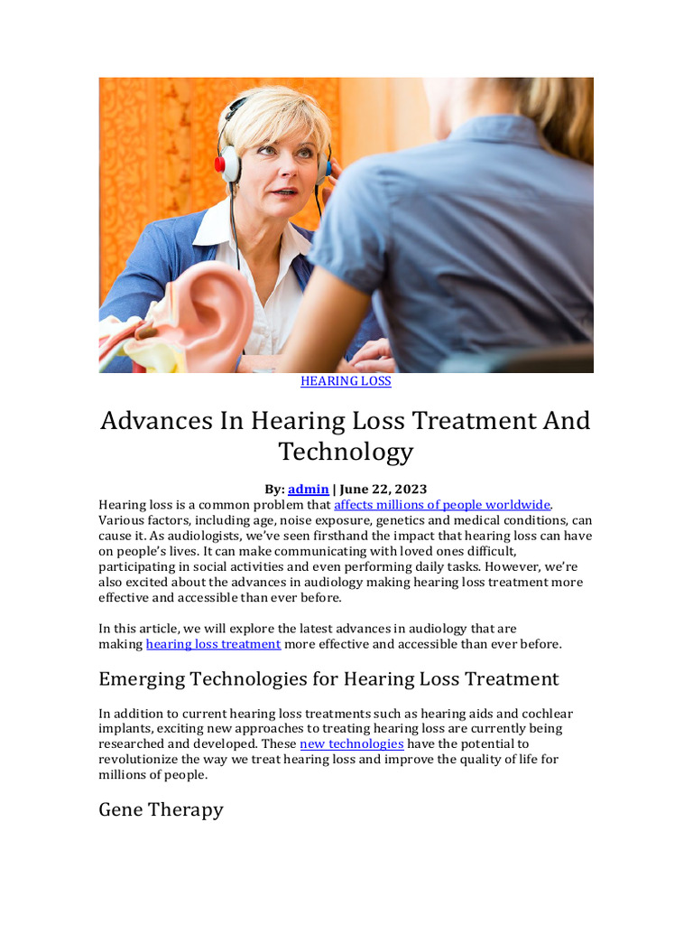 Advances in Hearing Loss Treatments | PDF | Hearing Loss | Hearing
